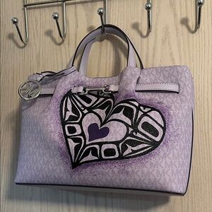 Michael Kors Lavender Heart Graphic Satchel